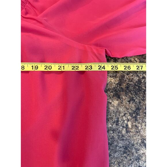 Loft Outlet Pink Long Sleeve with Smocked Neckline Blouse Large Lined - Picture 6 of 7